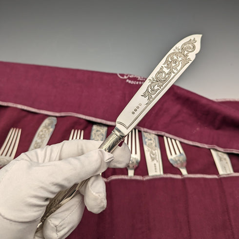 英国アンティーク シルバープレート カトラリー6ペアセット Allen & Darwin